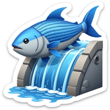 Emoji-style illustration of a fish ladder, flat vector look, bold outlines, minimal details, no background sticker