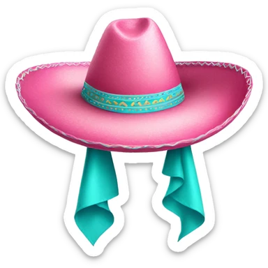 Realistic isolated pink and turquoise  sombrero  sticker