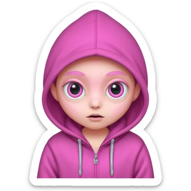 Aliens Pink, hoodie, cute big eyes sticker
