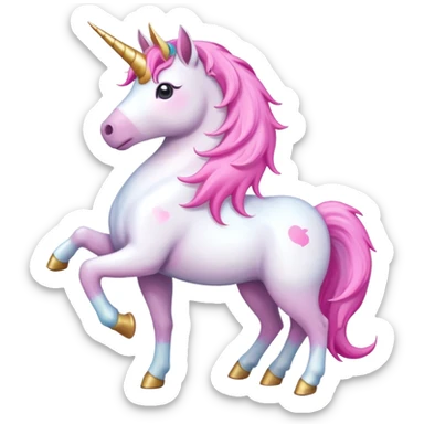 Create a single emoji of a Unicorn in full body, shown at a slight side angle in a natural, characteristic pose with a horn. Cute and stylized like an emoji, but clearly recognizable. No background.
 sticker