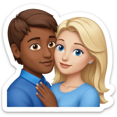 Indian brown hair man kisses blonde white woman with blue eyes sticker