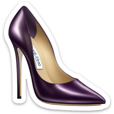 Realistic isolated top view of a pair of dark plum color iridescent jimmy Choo stiletto high heel shoes. sticker