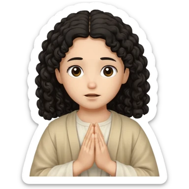 Jesús osea dios con una niña de rulos morocha orando sticker