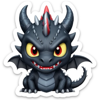 Un dragón furia nocturna mirando de frente animado que se vea malo  sticker