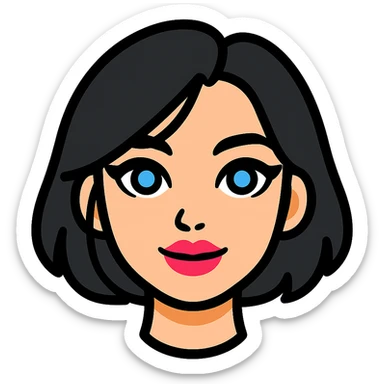 Add beautiful moderately plump pink lips to Samsung Sam, keep the black bob haircut and gothic makeup, with a transparent background. sticker