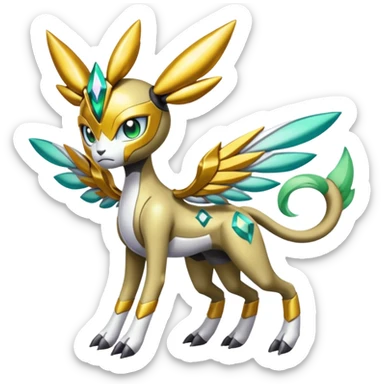 Shiny Colorful Soft Smooth Romantic Tough Cool Big Meloetta-Wargreymon-Pokémon-Digimon-Fakémon-fusion-hybrid-creature sticker