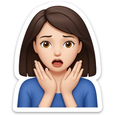 a brunette woman choking herself with her bare hands sticker