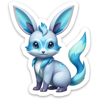 Colorful Iridescent Exotic Minccino-Aurorus-Glaceon-Fakémon-hybrid-creature (full body)  sticker