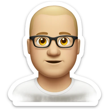 A fat white man with glasses and a buzz cut  sticker