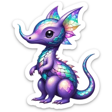 dark-pastel Randomly-colored sparkly exotic Fakémon-creature with random patterns sticker