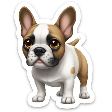 french bulldog dog with white and black muzzle and white brown body sticker