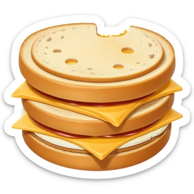 a round uncrustable sandwich with a bite taken out of it sticker