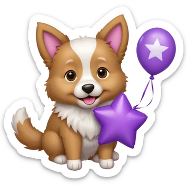 Dog hold purple star balloon sticker
