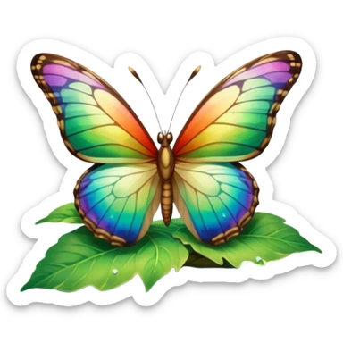 rainbow butterfly on river bank sticker