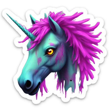 Zombie Pegasus unicorn groovy art neon rave raving sticker