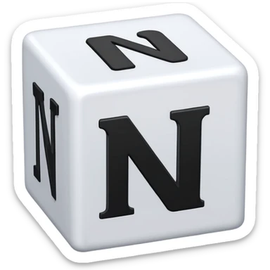 A white toy with a big black letter "N" on it sticker