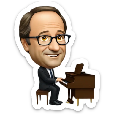 Francois Hollande debout qui fait du piano sticker