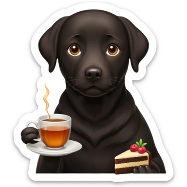 Cup of Tea cake black Labrador  sticker