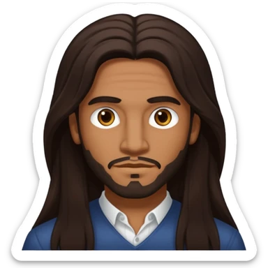 Antonio Te Maioha with dark brown long hair sticker