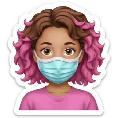 lightskin girl having a spa day with face mask and pink shirt and brown wavy hair  sticker