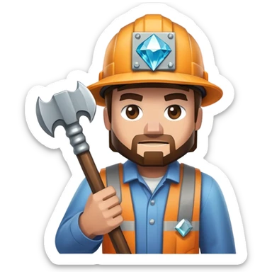Minecraft miner holding a diamond pickaxe sticker