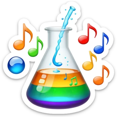 flask beaker science with music coming out sticker