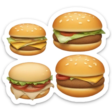 An emoji of three identical food items, each in different sizes: a large, a medium, and a small version, showcasing their size variations sticker