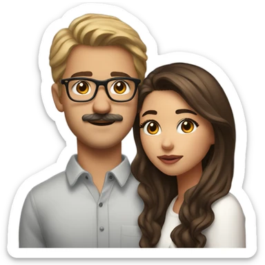 Guy with light brown hair, a mustache, and glasses kisses girl who looks like madison beer sticker