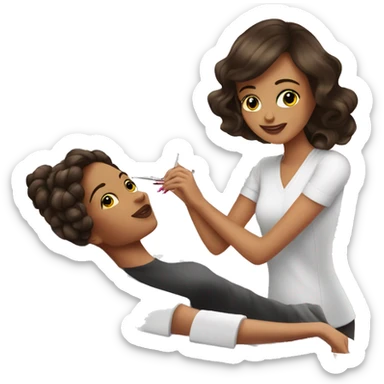 Brunette Girl getting a manicure at nail salon sticker