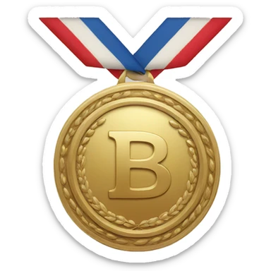 A medal that has the letter B sticker