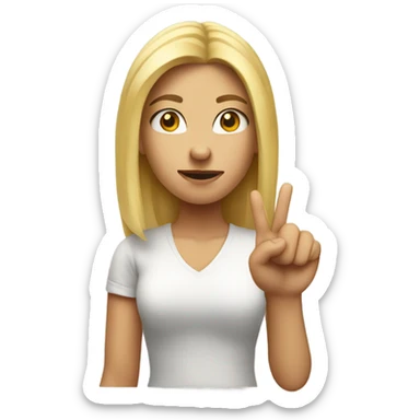 A blonde girl flipping someone off with her middle finger sticker
