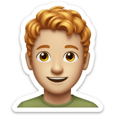 smiling boy with reddish-blonde hair and freckles portrait sticker