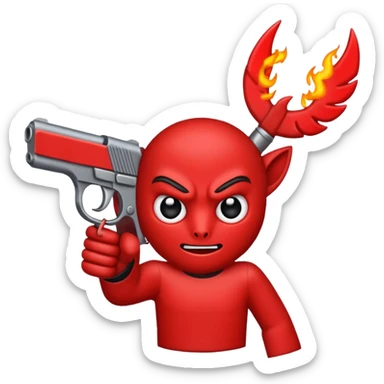 Un 👹 con una pistola en la mano  sticker