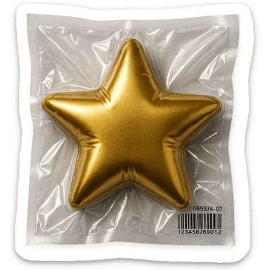 star, metallic and inflated appearance, vacuum-sealed style sticker