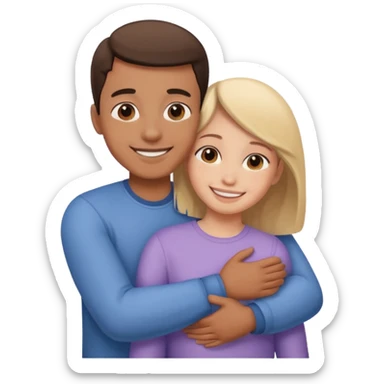 Texte ´Gros câlin’, en dessous un homme fait un câlin à sa sœur.  sticker