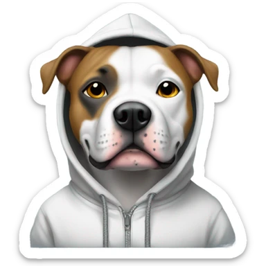 Staffy wearing a hoody sticker