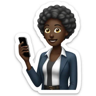 dark skinned woman onmobile phone call. enjoying the process sticker