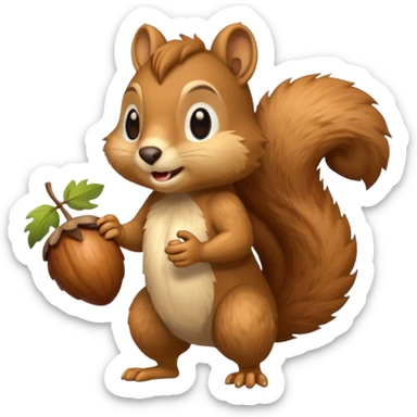 saber-toothed squirrel character with acorn, full body sticker
