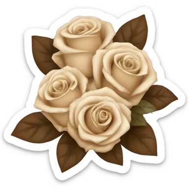 Beige and Brown roses Bouquet with white bow sticker