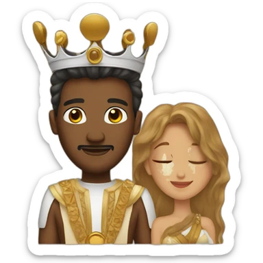 Brown King and queen loved in honeymoon sticker