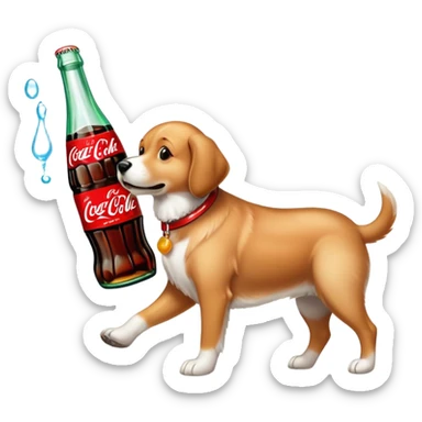 bottle of coca cola walking a dog  sticker
