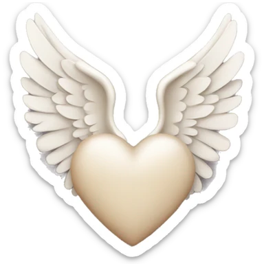 beige heart with white angel wings sticker