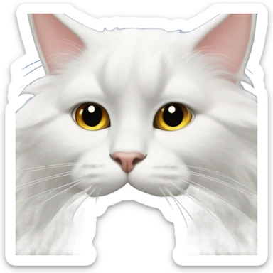 Fluffy black cat white triangle in nose and under chin sticker