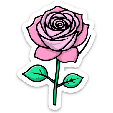 pink rose with glitter sticker