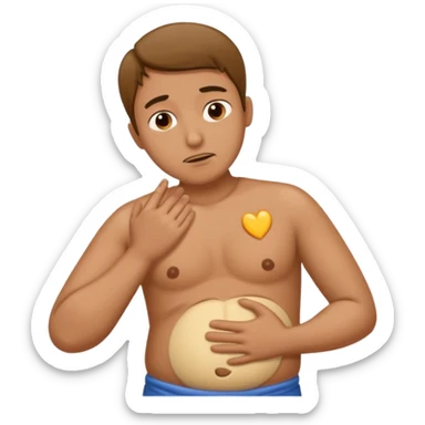 A man with belly ache sticker