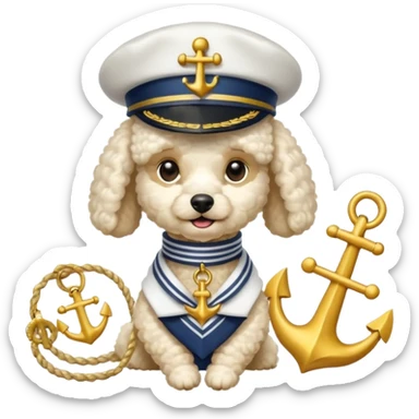 poodle with an anchor sticker