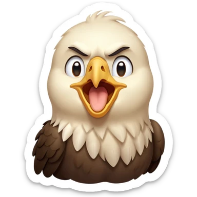 cinematic-cute-yawning-american-eagle-portrait-emoji,-head-tilted-slightly-with-a-dramatic,-wide-open-yawn,-showcasing-a-stately-form-with-gently-drooping-feathers-and-sleepy,-half-closed-eyes,-simplified-yet-irresistibly-adorable-features sticker