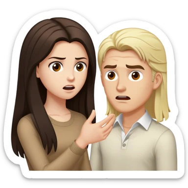 girl with long darke brown hair brown eyes and pale skin arguing with blond man sticker