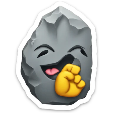 A face with a tongue between the rock hand  sticker