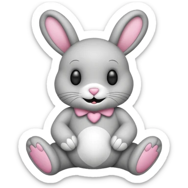 Emoji d'une peluche lapin squelette noir qui dit bonjour sticker